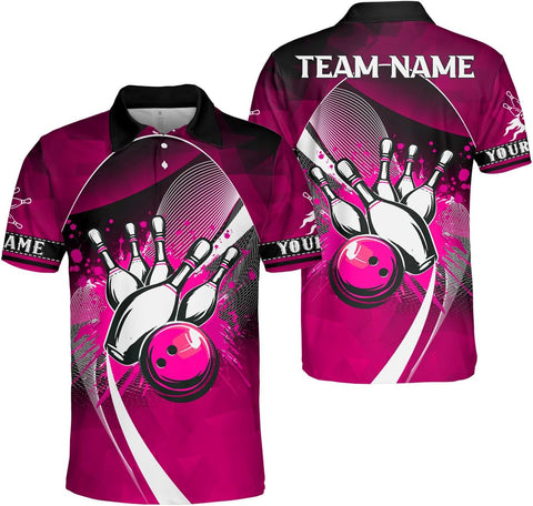 Ligthuy Personalized Name Bowling Polo Shirts 3D for Men and Women, Bowling Shirt, Bowling Shirts for Men Team Bowling Shirt