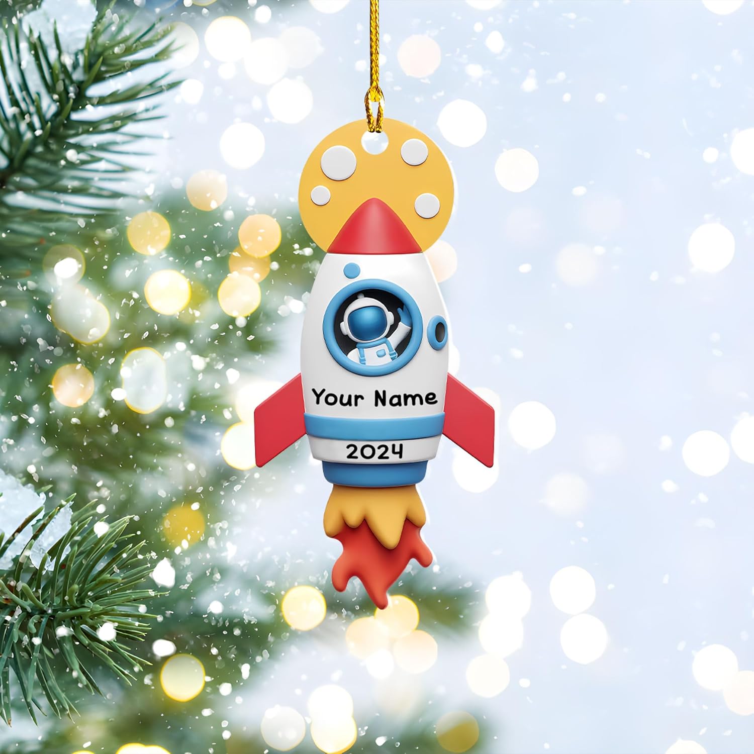 Personalized Astronaut Christmas Ornament Custom Name Rocket Spaceship Ornament for Christmas Tree Xmas Home Decoration Gifts for Boys Children Space (Acrylic, Style 7)