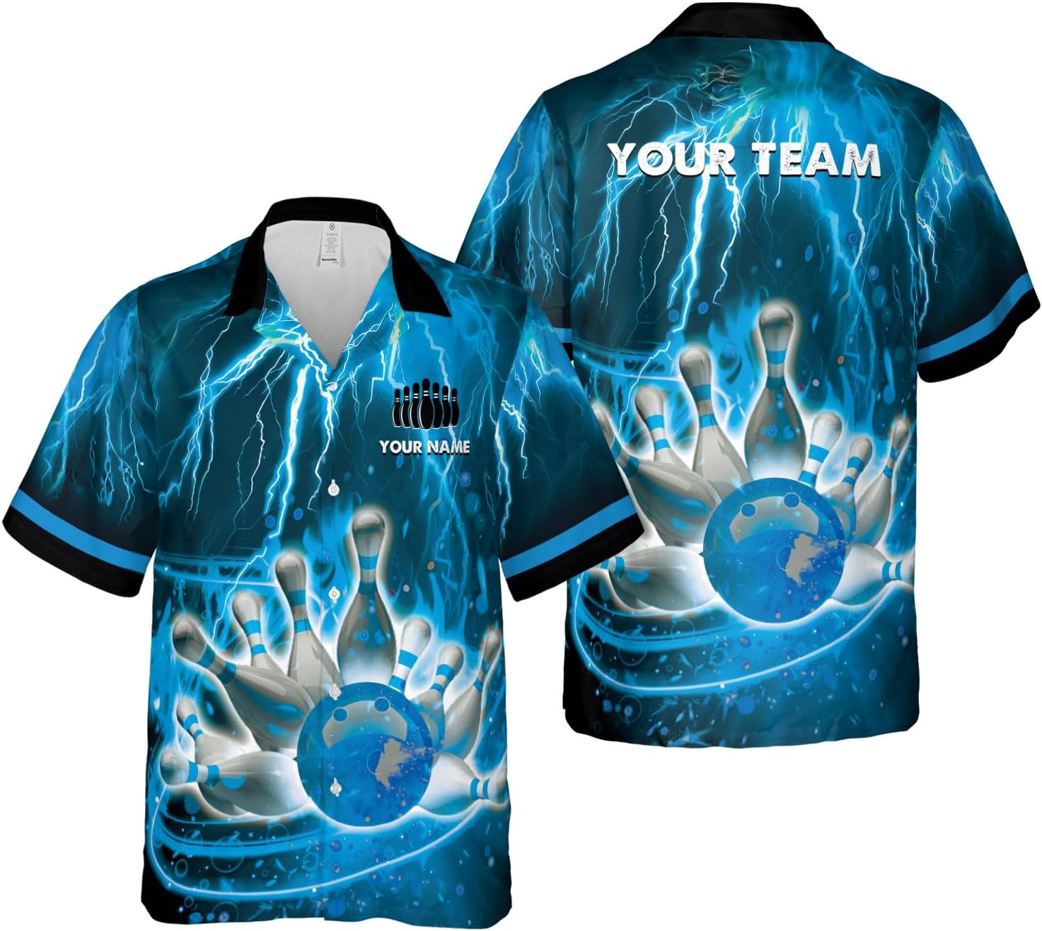 Rivelus Personalized Name Bowling Hawaii Shirts for Men and Women 3D, Bowling Shirts for Team Bowling, Bowling Shirts Gift