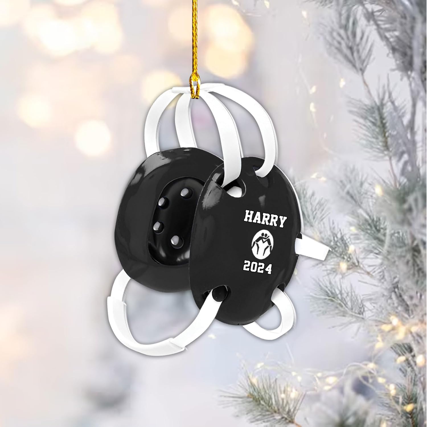 Artparel Personalized Wrestling Ornament Wrestling Helmet Ornaments Wrestling Christmas Ornament Gift for Wrestling Player Wrestling Christmas Tree Ornaments for Boys or Girls (Wrestling 2)
