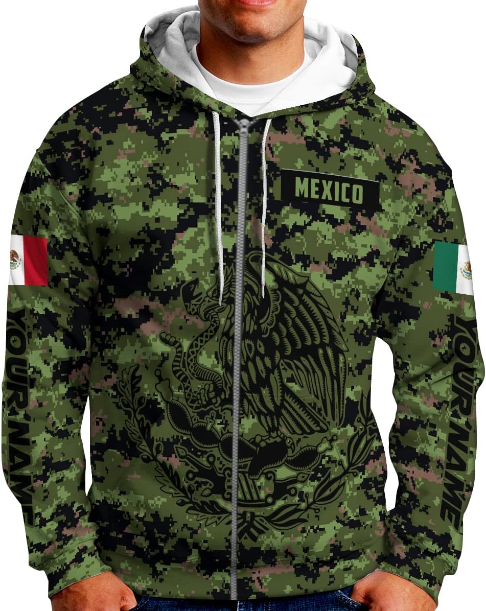 Personalized Name Army Camo flag Mexican Mexico Sudadera De Mexico Hombre Unisex Hoodie, T Shirt, Zip Up Hoodie, Sweatshirt For Men Women HD777