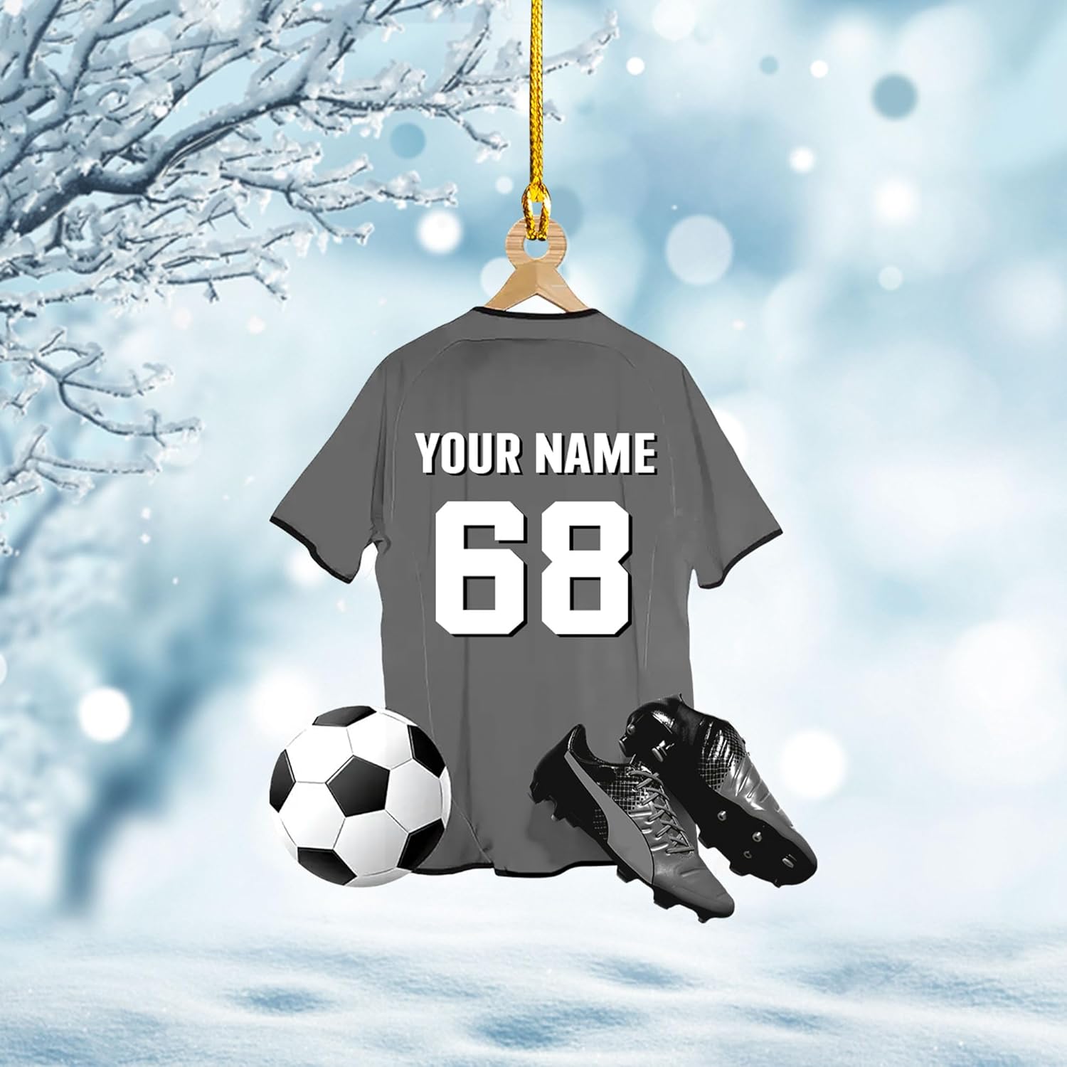 Personalized Soccer Ornaments Soccer Christmas Ornament,Soccer Ornaments for Christmas Tree Soccer Christmas Ornaments for Boys Girls, Custom Soccer Jersey Shoes Ornament (Style 4)