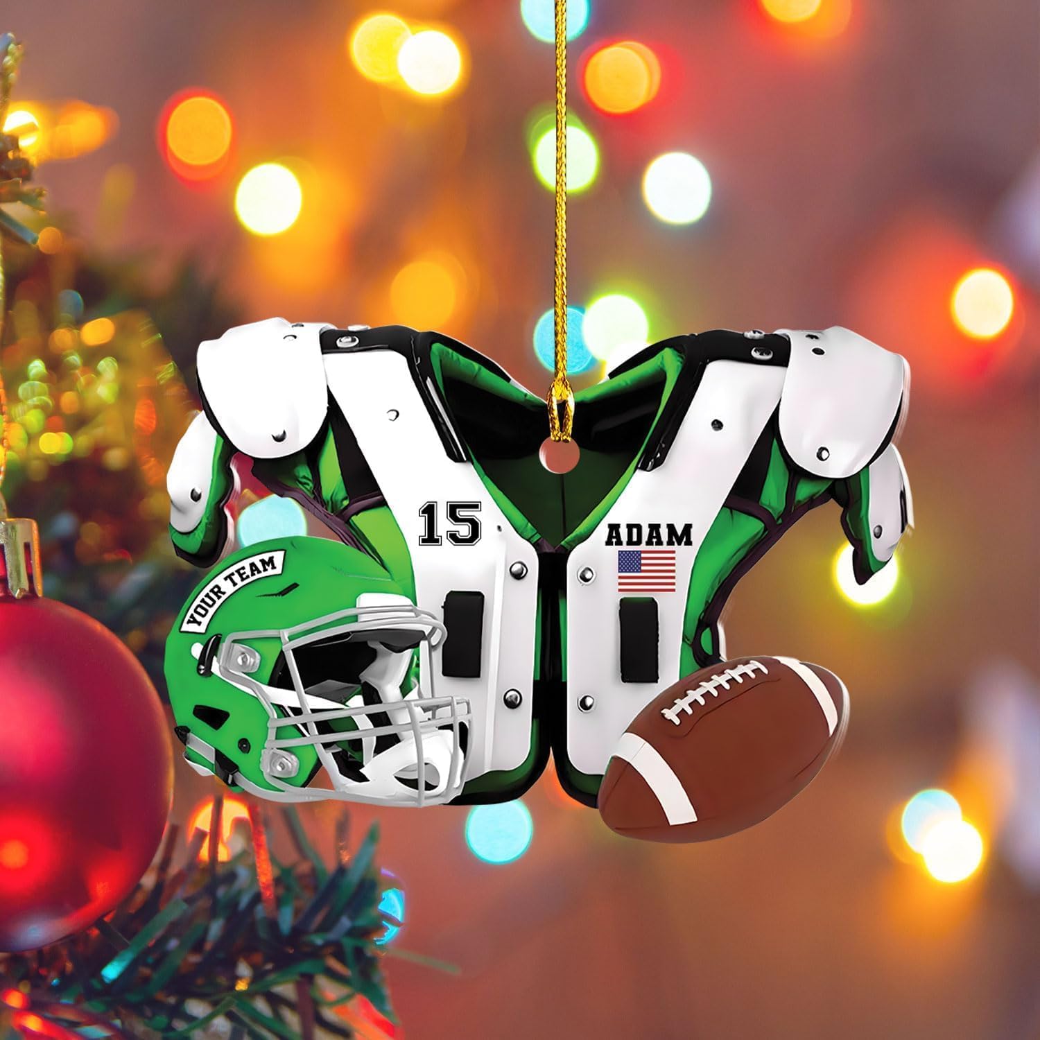 Personalized Football Ornaments 2024, Custom Football Ornament for Tree, Football Christmas Ornaments Football Ornaments for Tree Football Helmet Ornament Football Pad Gift for Football Player (FN1)