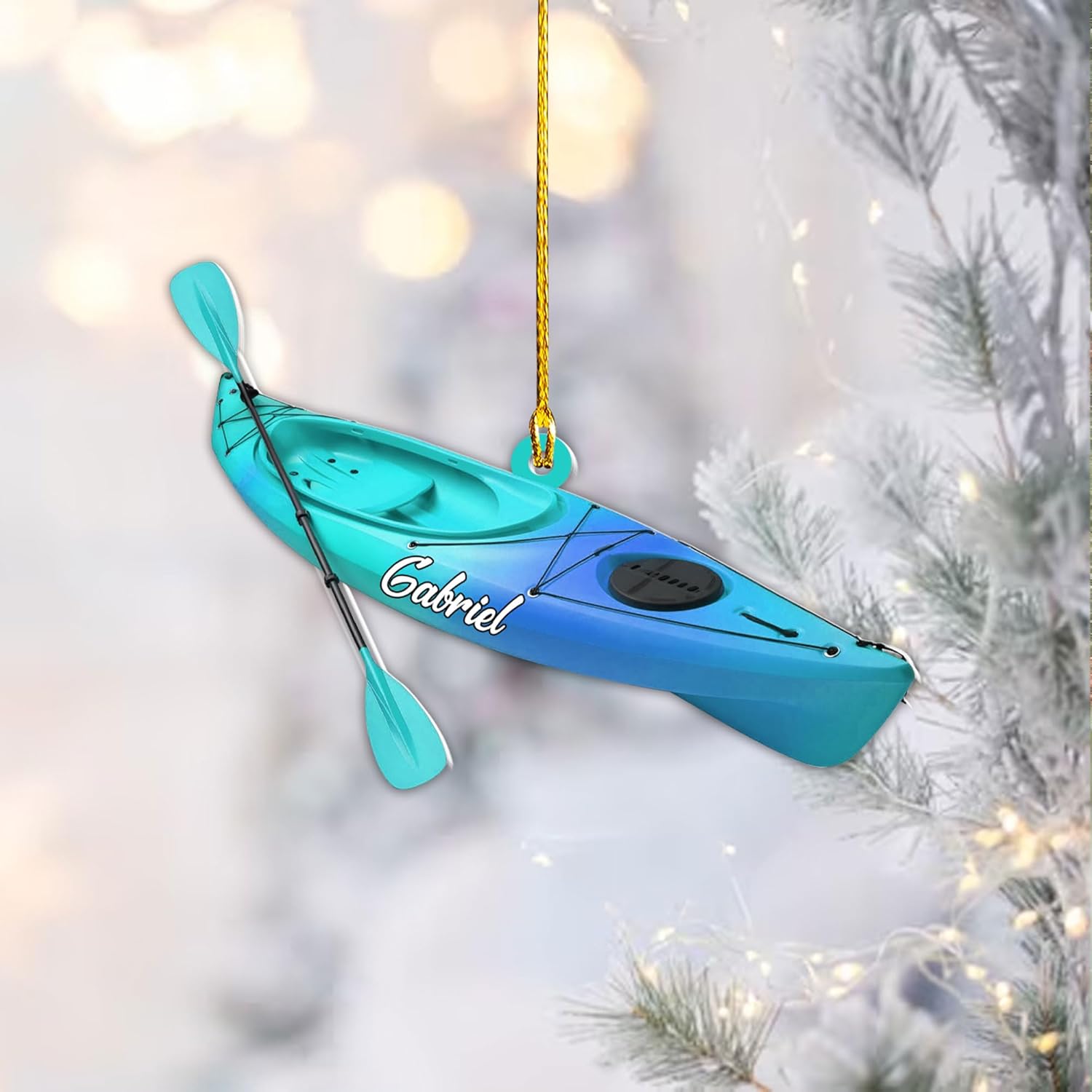 AOVL Personalized Kayak Ornament Lake Kayaking Board Ornament Kayak Gift for Christmas Tree Kayaking Christmas Ornament Kayaking Gifts Ornaments (KY6)