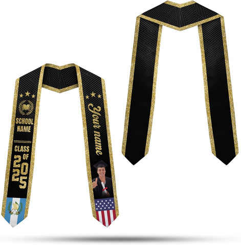 Pretyprints Custom Guatemalan Graduation Sash Custom Guatemalan American Flag Graduation Sash 2025 Guatemala Graduation Stole