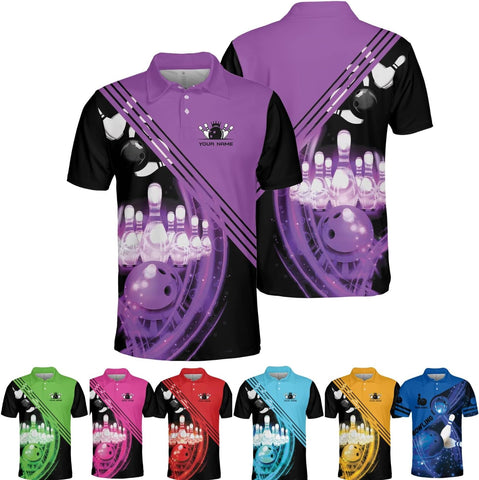 Personalized Name Bowling Polo Shirts 3D for Women, Bowling shirt, Bowling Shirts for Womens, Team Bowling Shirt Women1