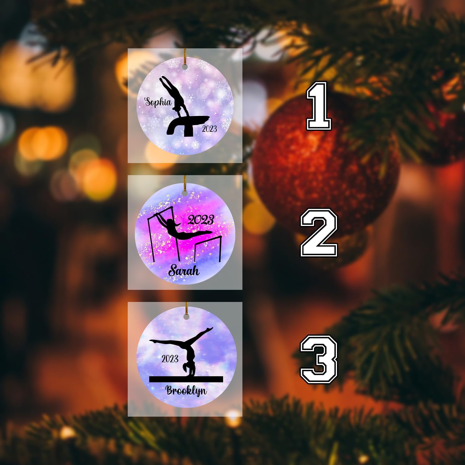 Parvii Personalized Gymnastics Ornaments for Christmas Tree, Gymnastics Christmas Ornament, Gymnastics Ornament for Baby Girl, Gymnastics Christmas Ornament Tree Hanging Ornament (G1)