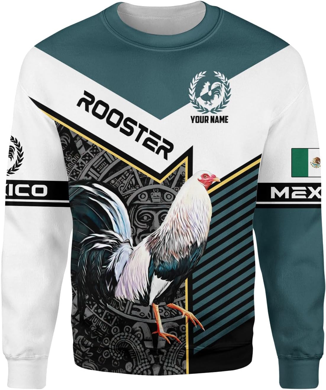 Mostprints Personalized Name Rooster Mexican Hoodie 3D, Mexican Hoodies for Men, Unisex Mexico Hoodie 3D, Mexico Hoodies for Men