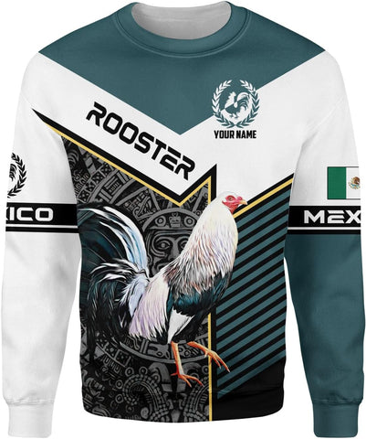 Mostprints Personalized Name Rooster Mexican Hoodie 3D, Mexican Hoodies for Men, Unisex Mexico Hoodie 3D, Mexico Hoodies for Men