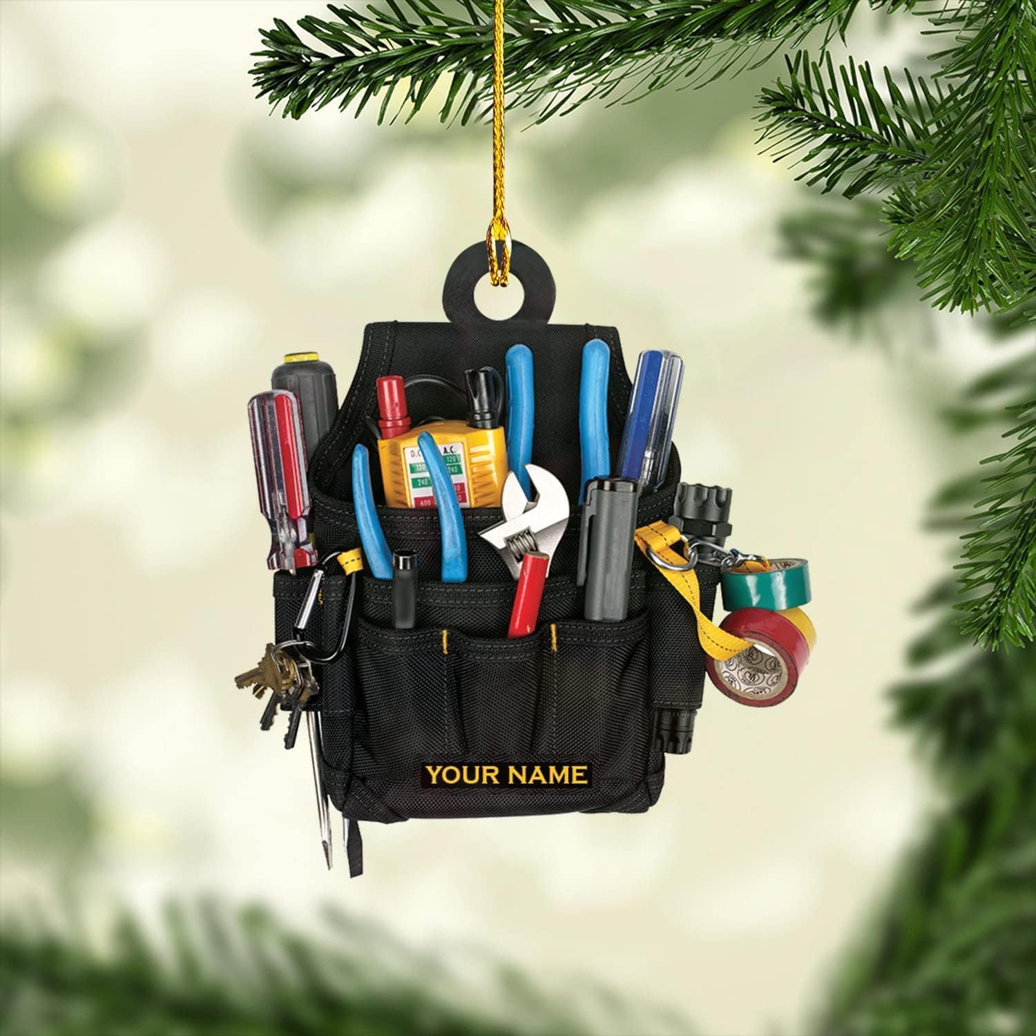 Artparel Personalized Electrician Ornament, Electrician Tool Bag Outfit Christmas Ornament, Electrician Gift Christmas Ornament, Gifts for Electrician Lovers, Electrician Outfit Christmas Ornament