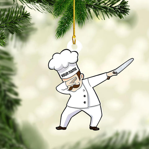 Personalized Chef Christmas Ornament 2024, Cooking Baking Christmas Ornaments, Chef Uniform Ornament, Custom Chef Hat Ornament for Christmas Tree Chef Gifts Food Ornaments Kitchen Ornament (Chef 2)