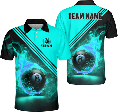 Ligthuy Personalized Billiard Polo 3D, 8 Ball Shirt, Billiards Shirts for Men, Billiard Gifts for Men and Women S-5XL