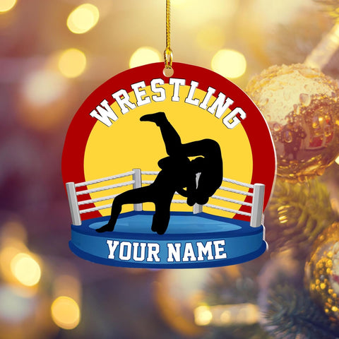 Personalized Wrestling Christmas Ornament 2024 Wrestling Christmas Ornament Gift for Wrestling Player Wrestling Christmas Tree Ornaments for Boys or Girls (Acrylic, Style 5)