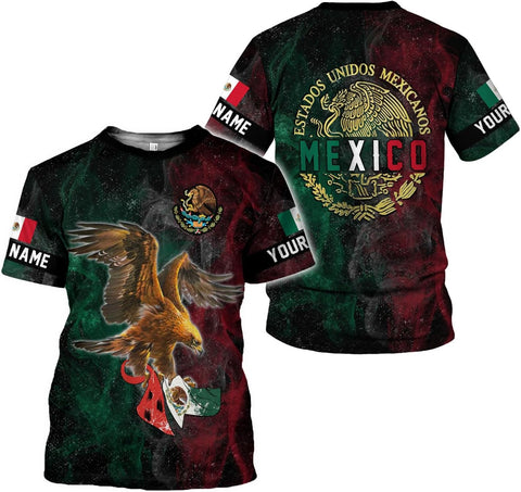 RoyalBro Personalized Mexico Shirts, Camisas De Mexico, Mexico Shirts for Men, Mexican Flag Jersey Shirt Mexico 3D Shirt