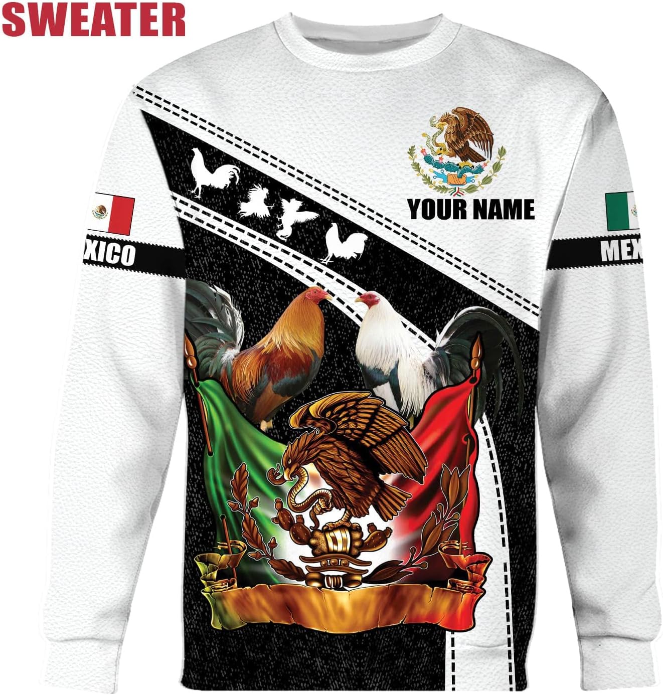 Mostefy Personalized Name Mexican Shirts for Men 3D, Rooster Mexico Shirts for Men, Mexico Shirt Eagle Flag Mexican Eagle (US, Alpha, Small, 5X-Large, Regular, Regular, Multi 11)