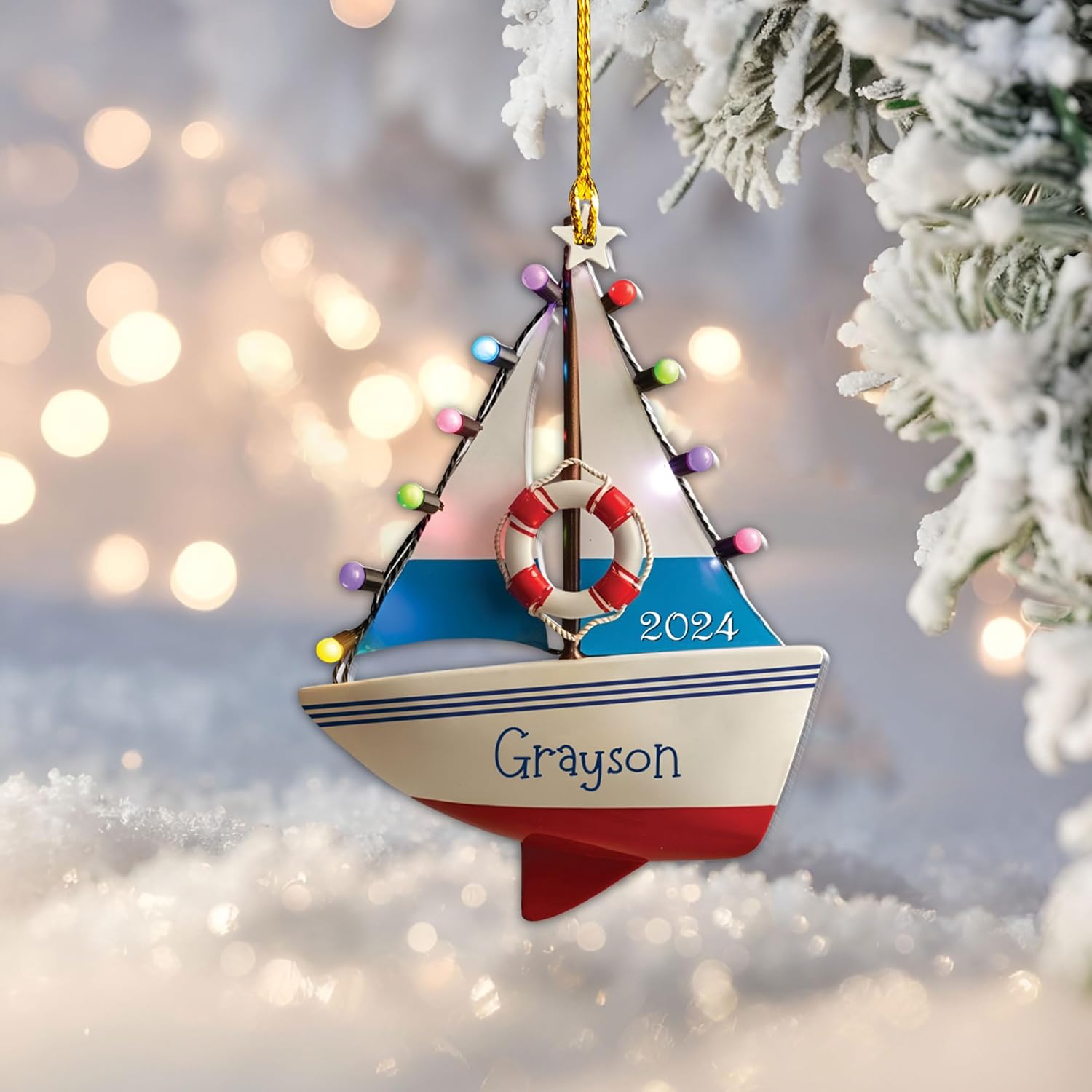 Personalized Sailor Uniform Personalized Flat Acrylic Ornament Sailboat Wood Christmas Personalized Sailing Ornament Sailboat Ornament Anchor Sail Boat Gift for Sailor (1, SL4)