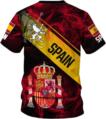 MoonArt Personalized Spain Shirt Custom Spain Espana Flag Shirts for Men and Women, Spain Spanish Pride
