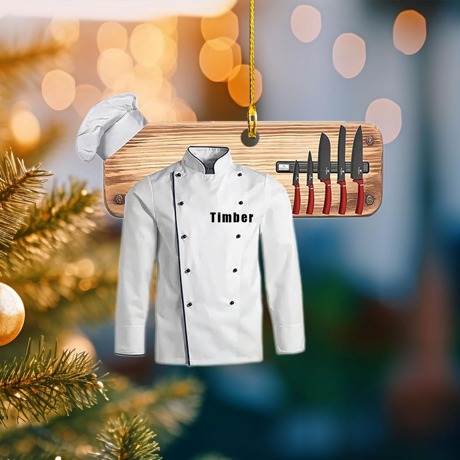 Personalized Chef Christmas Ornament 2024, Cooking Baking Christmas Ornaments, Chef Uniform Ornament, Custom Chef Hat Ornament for Christmas Tree Chef Gifts Food Ornaments Kitchen Ornament (Chef 11)