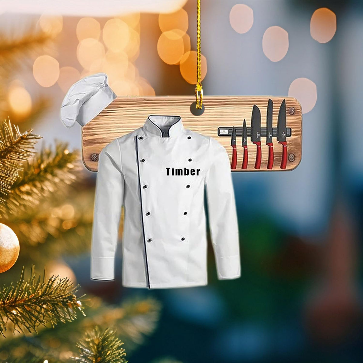 Personalized Chef Christmas Ornament 2024, Cooking Baking Christmas Ornaments, Chef Uniform Ornament, Custom Chef Hat Ornament for Christmas Tree Chef Gifts Food Ornaments Kitchen Ornament (Chef 11)