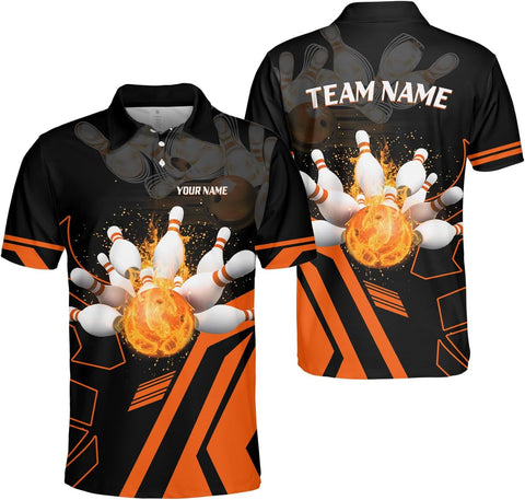 Custom Bowling Polo Shirts for Men and Women Personalized Team Name Customized Bowling 3D Short Sleeve Polo Shirt Gift Unisex