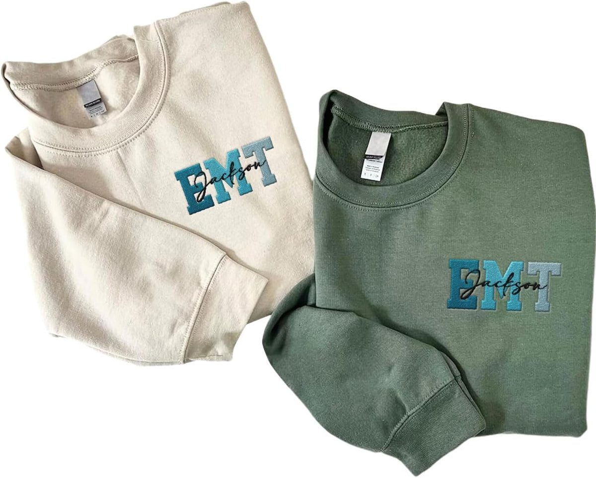 Mostprints Personalized Name Embroidered EMS, EMT, Paramedic Sweatshirts, Shirts, Hoodies Unisex for Men, Women Full Size