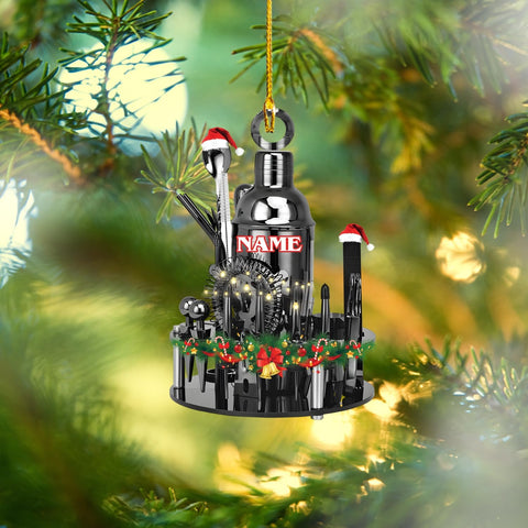 Pretyprints Personalized Bartender Christmas Ornament, Bartender Ornament, for Bartender Lover, Xmas Tree Decor, Gift for Bartender (Style 3)