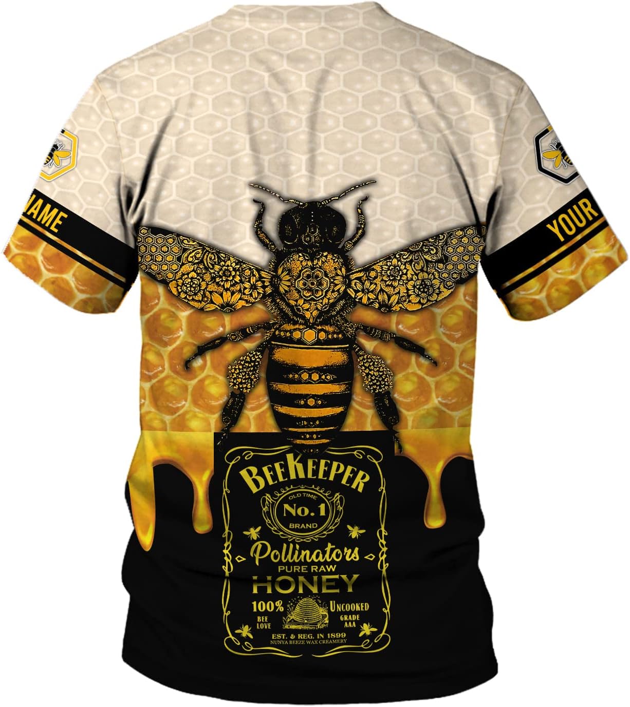 RoyalBro Personalized Bee Keeper Beekeeper Shirt Custom Bee Keeper Beekeeping Shirts Honey Bees Gift Unisex 3D AOP T Shirt (Style 6) Multicolor