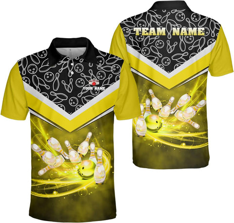 Ligthuy Personalized Name Bowling Polo Shirts 3D for Men and Women, Bowling Shirt, Bowling Team
