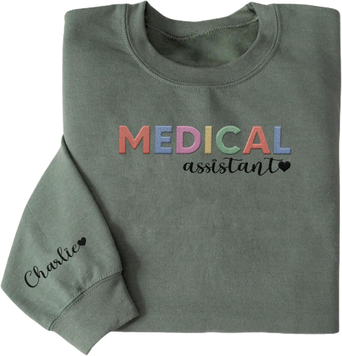 Custom Medical Assistant Embroidered Sweatshirt for Women, MA Nurse Crewneck, Medical Assistant Shirts Gift for Nurse