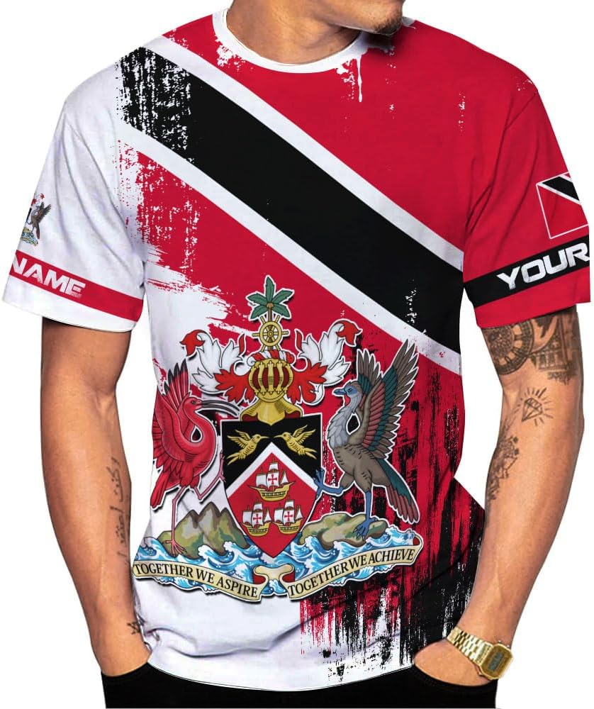 Artparel Personalized Trinidad and Tobago Shirt Trinidad and Tobago Coat of Arms Flag ShirtsTrinidad and Tobago Crest