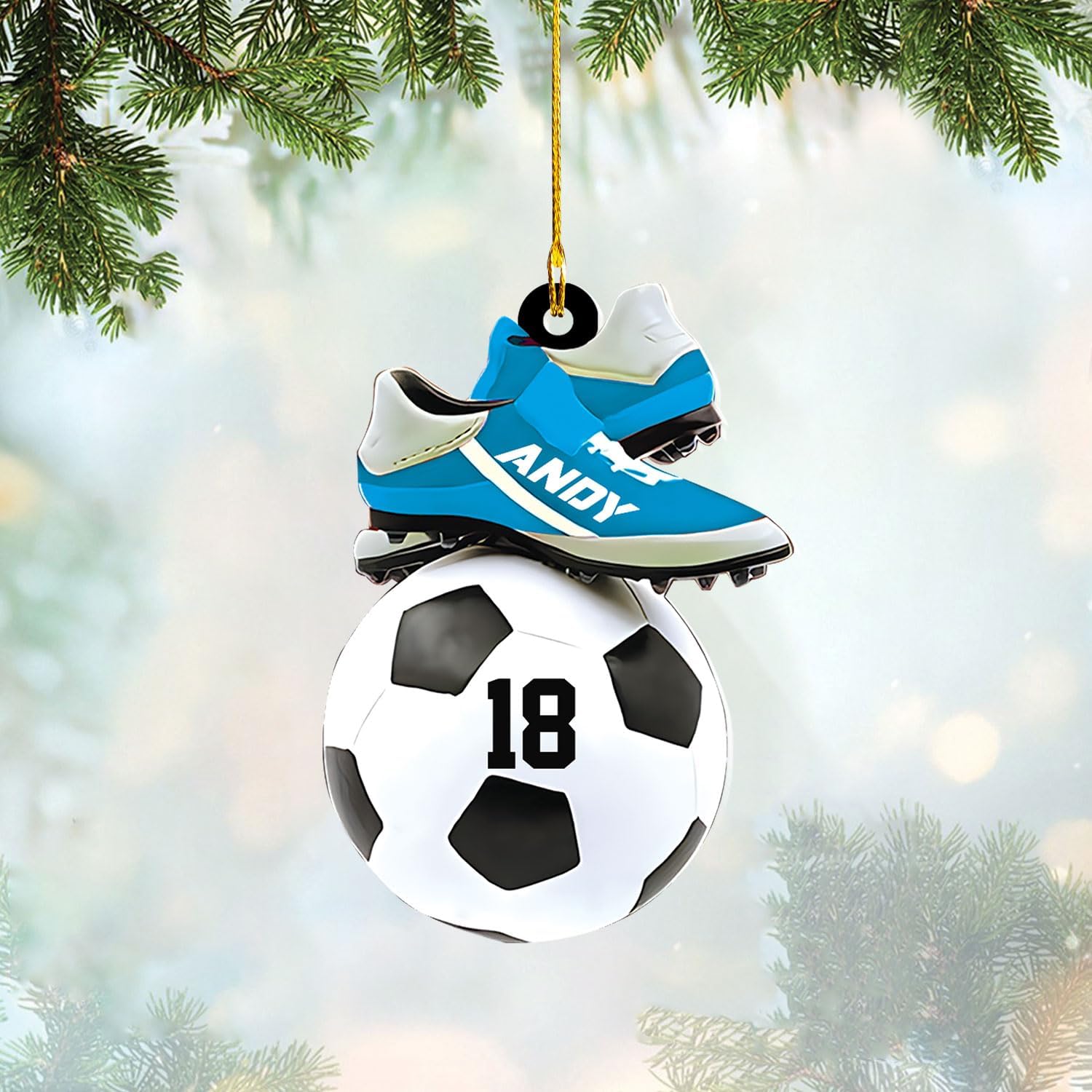 mostprints Personalized Soccer Christmas Ornament, Soccer Ornament for Boys, Soccer Team Ornaments, Gifts for The Soccer Player, Soccer Player Ornament, Soccer Gift Tree Hanging (SC10)
