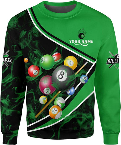 Personalized Billiard Shirts 3D Billiard Shirt Custom Billiard Flag Shirt Men's Pool Billiards Shirt 8 Ball Men Women