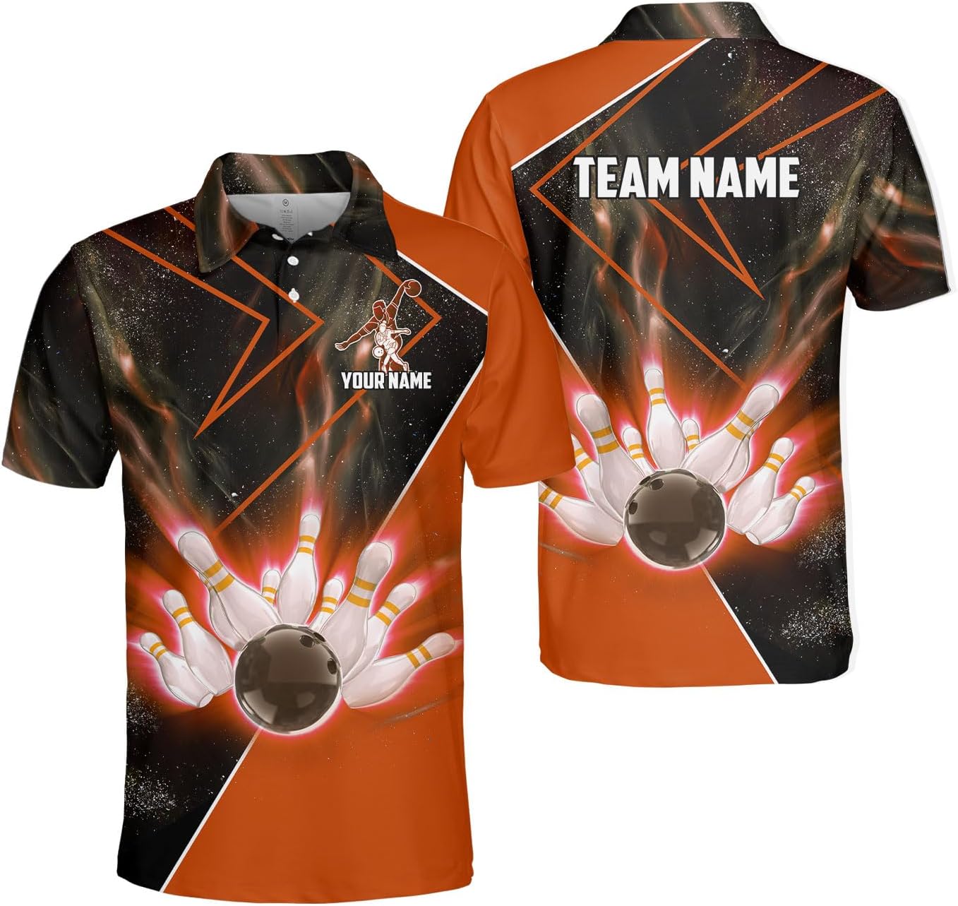 Personalized Name Bowling Polo Shirts 3D for Men & Women, Custom Bowling Shirts for Team, Bowling Team Polo Shirt (PE + 3-5% Spandex, PL98)