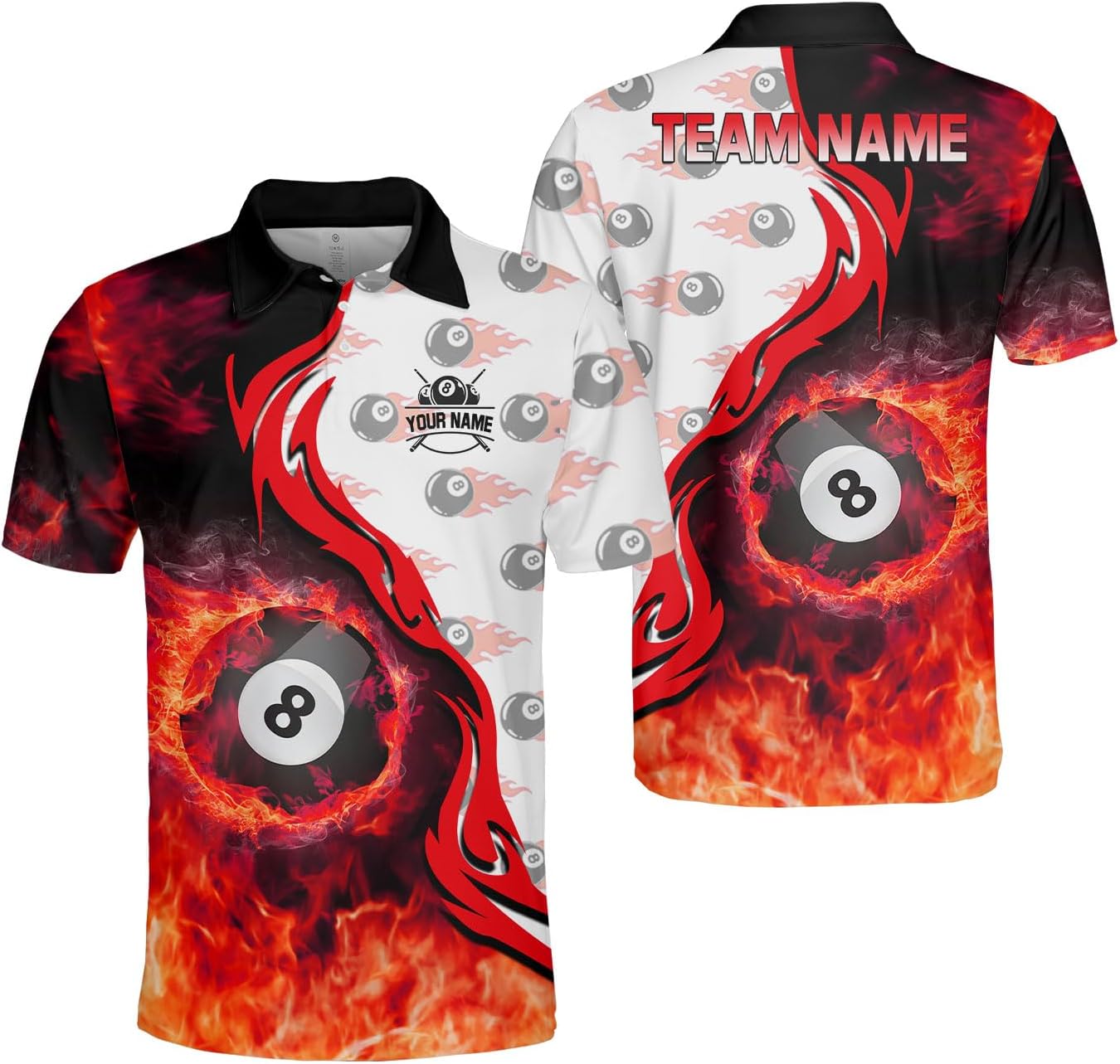 Ligthuy Personalized Billiard Polo 3D, 8 Ball Shirt, Billiards Shirts for Men, Billiard Gifts for Men and Women S-5XL
