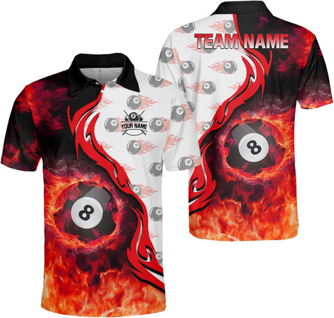 Ligthuy Personalized Billiard Polo 3D, 8 Ball Shirt, Billiards Shirts for Men, Billiard Gifts for Men and Women S-5XL
