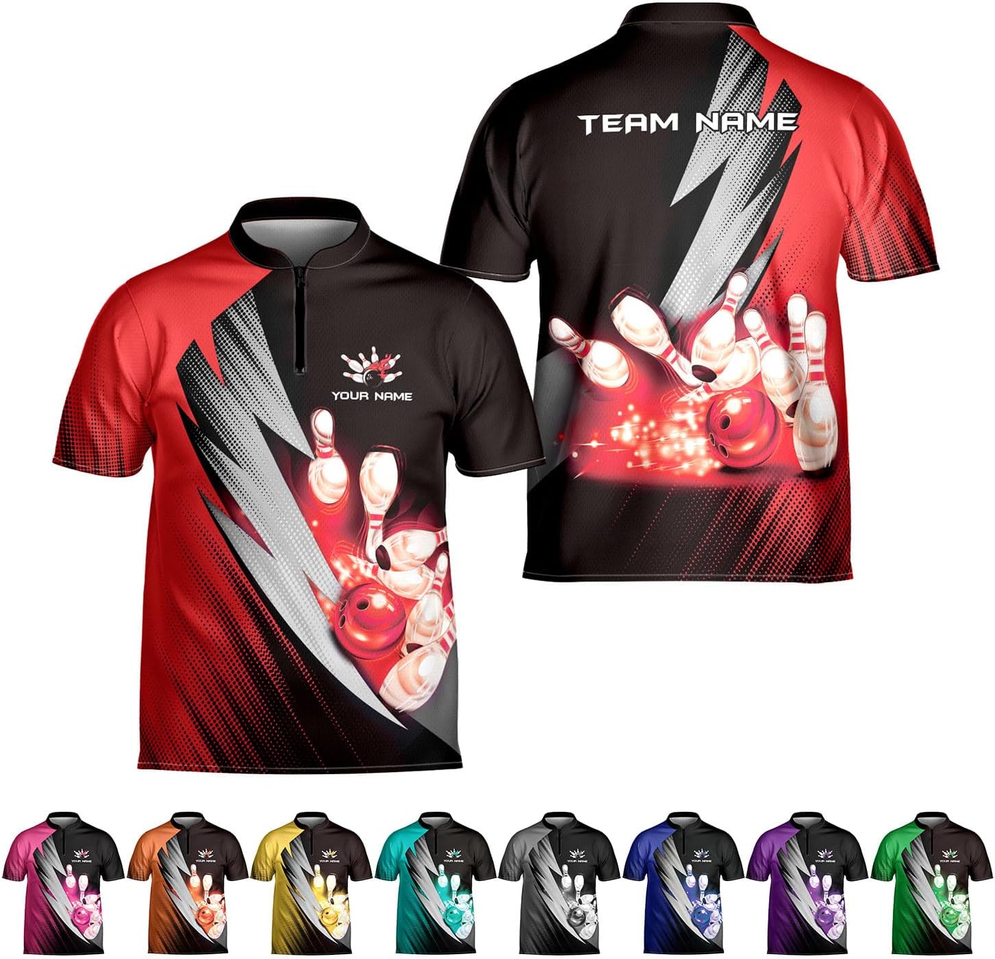 Artparel Personalized Name Bowling Jersey 3D, Custom Bowling Shirts for Team, Bowling Shirt Unisex for Men & Women