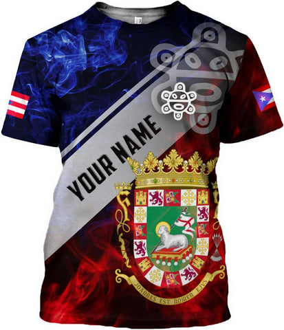 Personalized Name Puerto Rico T-Shirt 3D, Customized Puerto Rico Shirt for Men Women, Puerto Rico Flag T Shirt