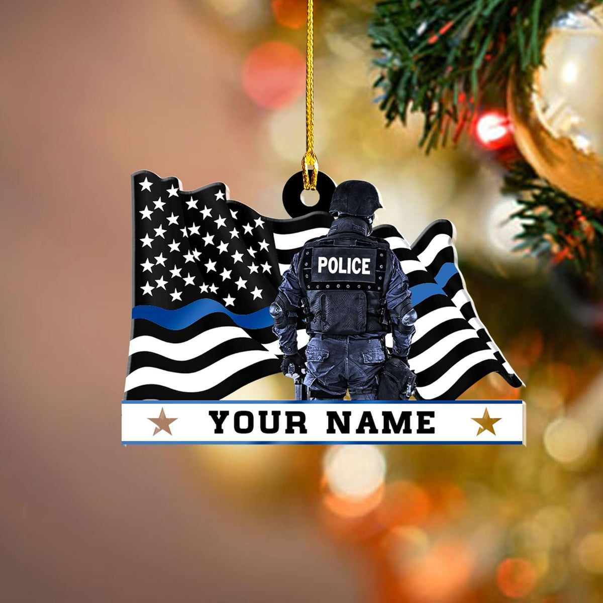 Riveprints Personalized Police Officer Gifts Shape Flat Ornaments, Police Gifts for Dad, Funny Police Gifts Christmas, Xmas Hanging Decoration Gifts for Police, Merry Christmas 2024 (ON307)