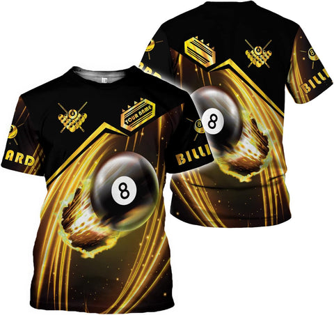 AOVL Personalized Billiard Shirts 3D Billiard Shirt Custom Billiard Flag Shirt Men's Pool Billiards Shirt 8 Ball Men Women