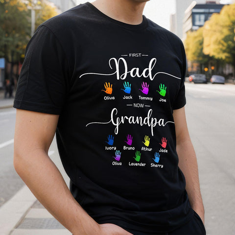 Personalized Dad Shirt, Custom Dad Grandkids Name Shirt, Birthday Christmas Fathers Day Dad Grandpa Gift