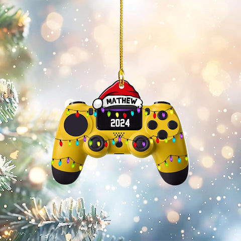 Artparel Personalized Gamer Ornament Custom Name Game Controller Ornament Shape Flat Computer Ornament for Gamer Gaming Ornament Gamer Christmas Ornament (VGC5)