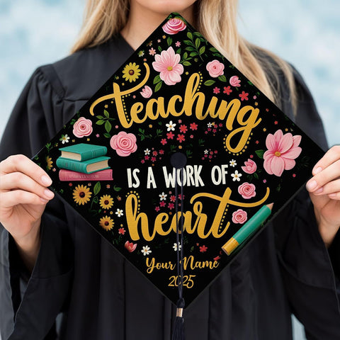 Pretyprints Personalized Teacher Graduation Cap Topper Teacher Gift Class Of 2025 Graduation Cap Decoration Topper