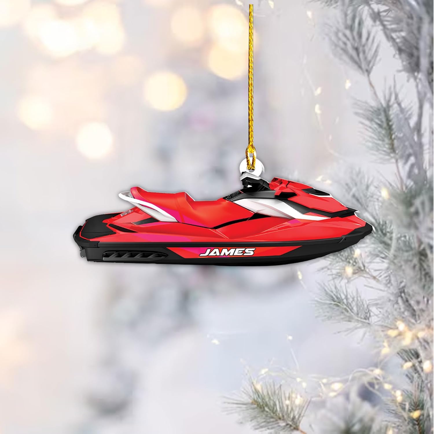 AOVL Custom Jet Ski Ornaments 2024 Jet Boat Ski Christmas Ornament Skiing Jet Boat Christmas Tree Ornament Gift for Watercraft Lovers Speed Boat Ornaments (JK2)