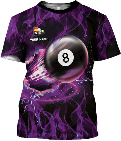 Custom 3D Billiard Shirt for Men Women Personalized Pool Player Team Apparel with 8 Ball Flag Design Gift to Billiard Lovers