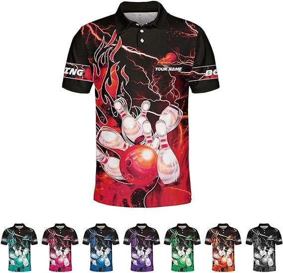 Mostprints Personalized Bowling Polo Shirts 3D Custom Bowling Polo Shirt Bowling Shirts for Team Gift for Bowling Lover