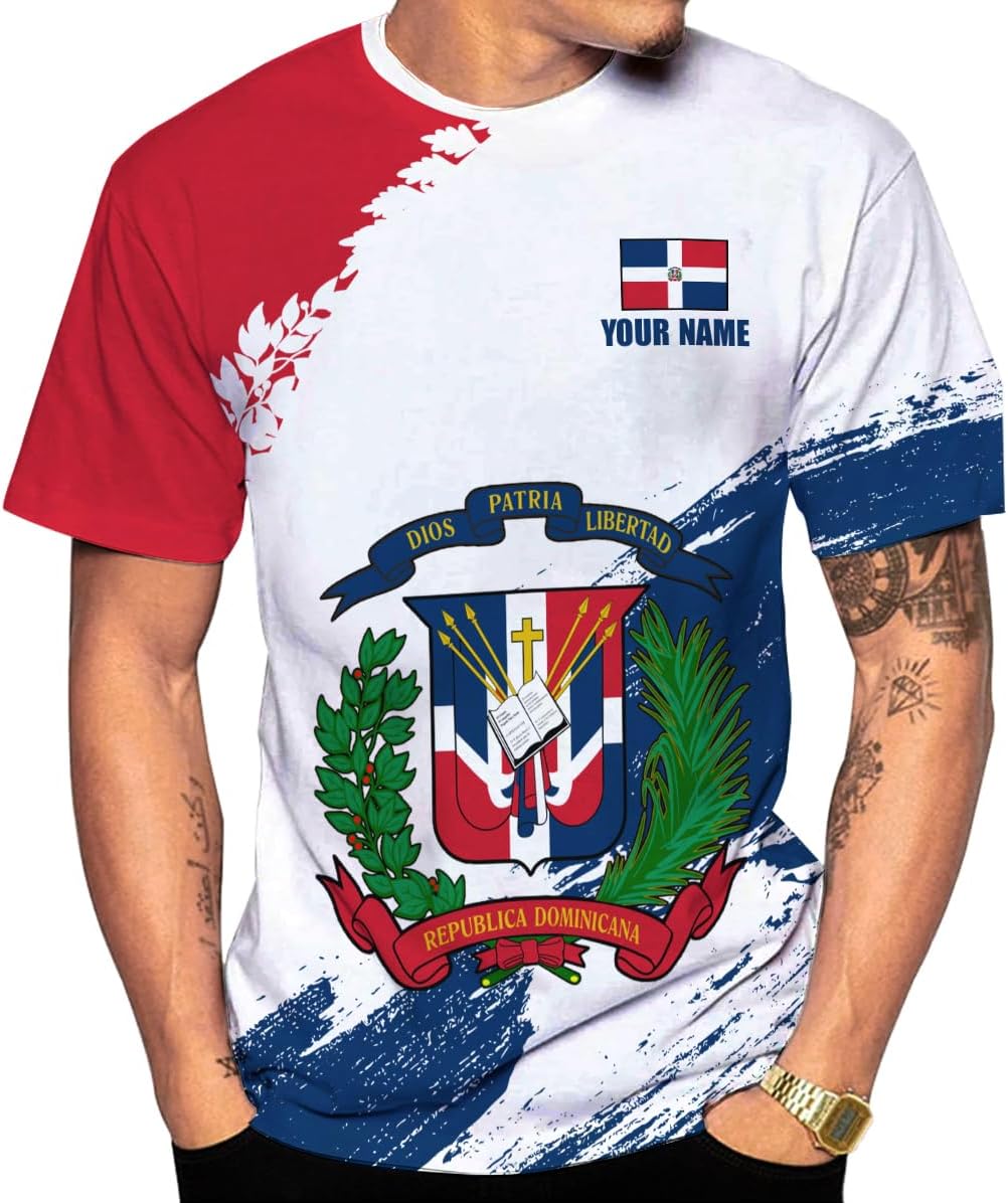 Custom Dominican Republic 3D Shirts for Men Dominicana Flag Shirts Dominican Flag Tshirt Dominican Independence Day