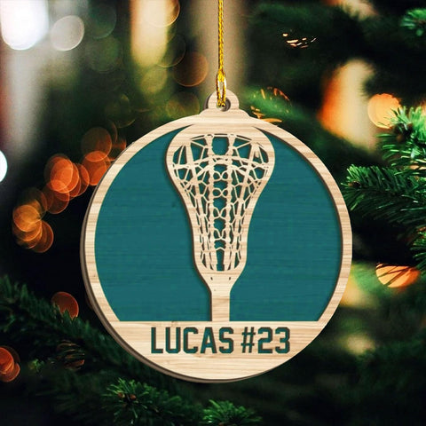 HomeDesign Personalized Lacrosse Ornament, Lacrosse Amor Shape Flat Ornament, Lacrosse Helmet Ornaments, Gifts for Lacrosse Lovers, Lacrosse Players, Lacrosse Christmas Ornament (LA 17)