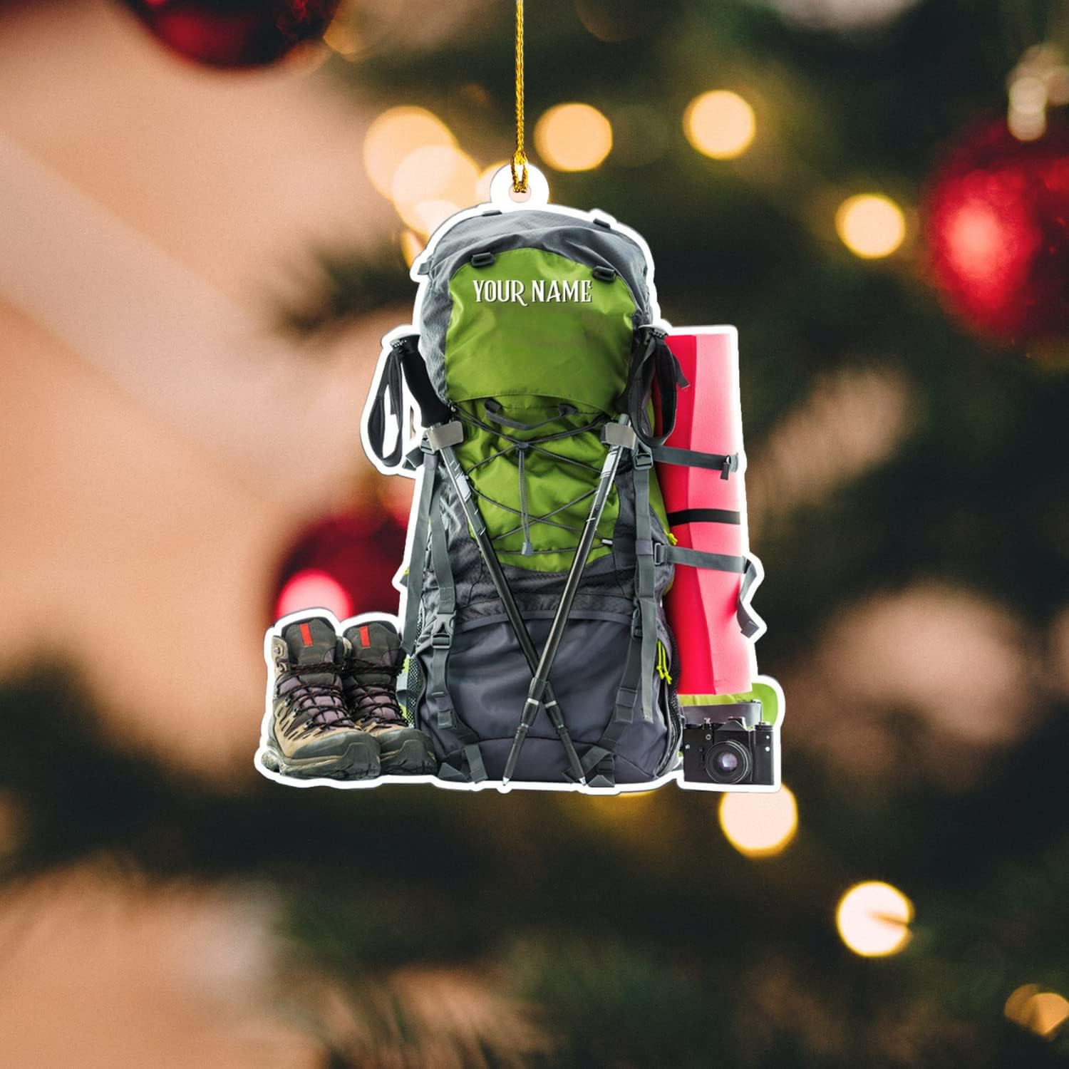 Artparel Personalized Hiking Bag Ornaments Hiking Bag Christmas Ornament Hiking Lover Christmas Camping Christmas Camping Gift Camping Hiking Camping Flat Ornaments