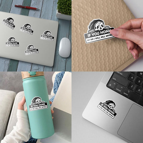 3Pcs If You Honk At Me I Will Kill Myself Bumper Sticker, If You Honk At Me I Will Kill Myself Skull Die-cut Sticker, Scared Skull Vinyl Sticker - Sticker For Laptop Water Bottle Car Phone Hard Hat 3"