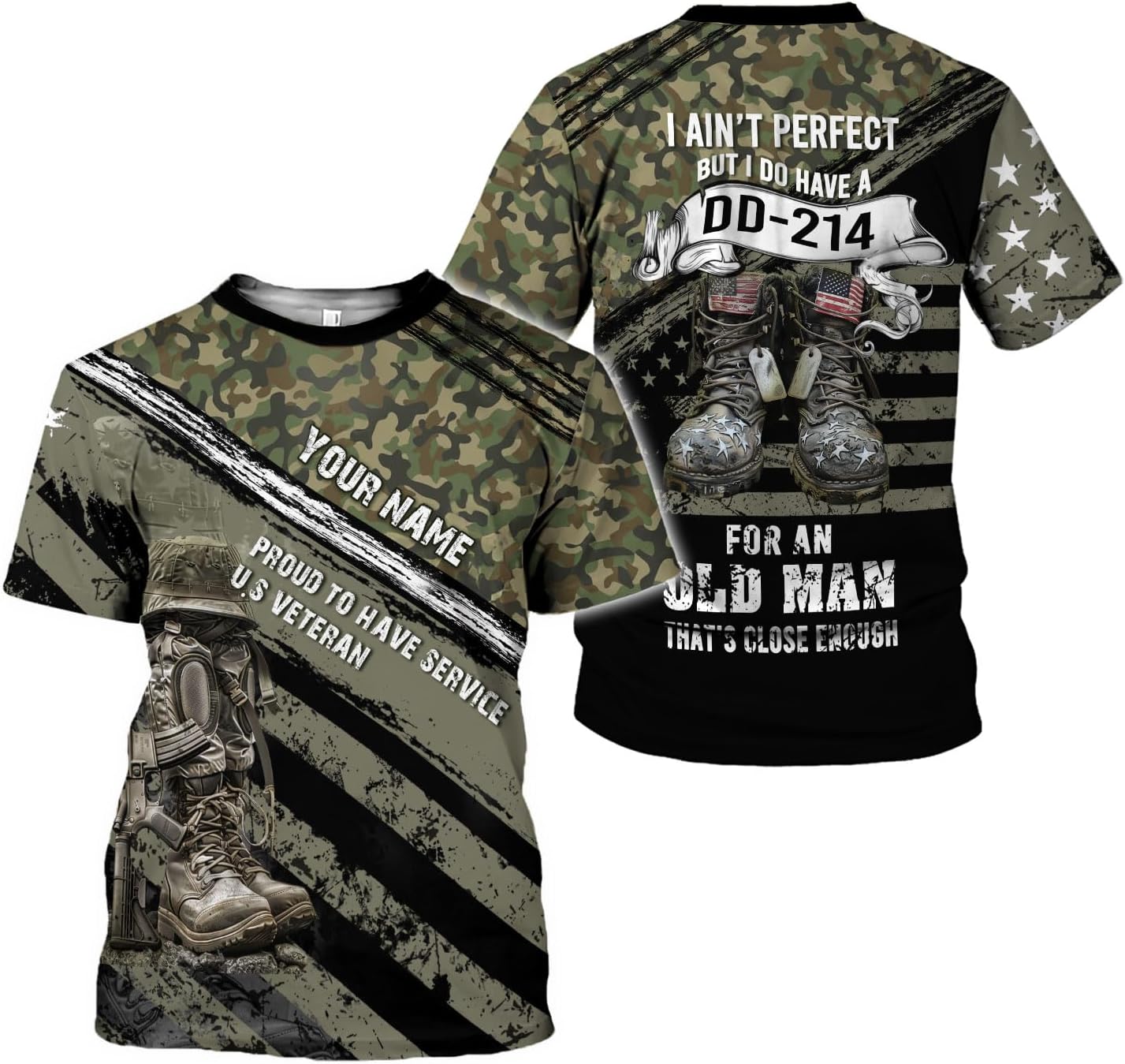 LigtHuy Personalized Name Veteran Shirt 3D, Us Army Shirt, Veteran Shirts, Veteran Shirts for Men, Veteran T Shirts for Men